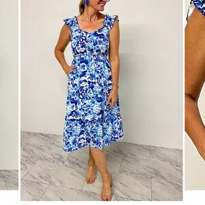 NWT blue floral midi dress